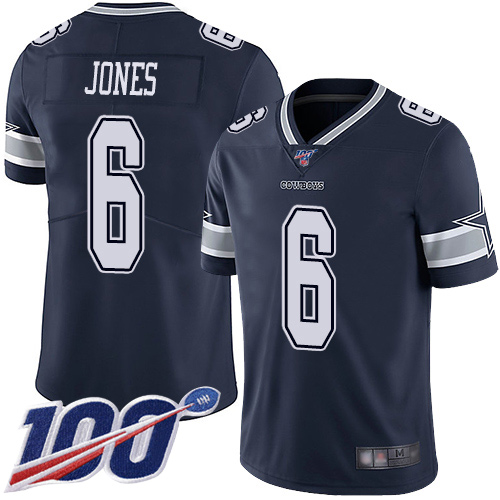 Men Dallas Cowboys Limited Navy Blue Chris Jones Home #6 100th Season Vapor Untouchable NFL Jersey->dallas cowboys->NFL Jersey